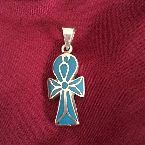 Silver Turquoise Unkh Made In Egypt - Picture 1 of 3